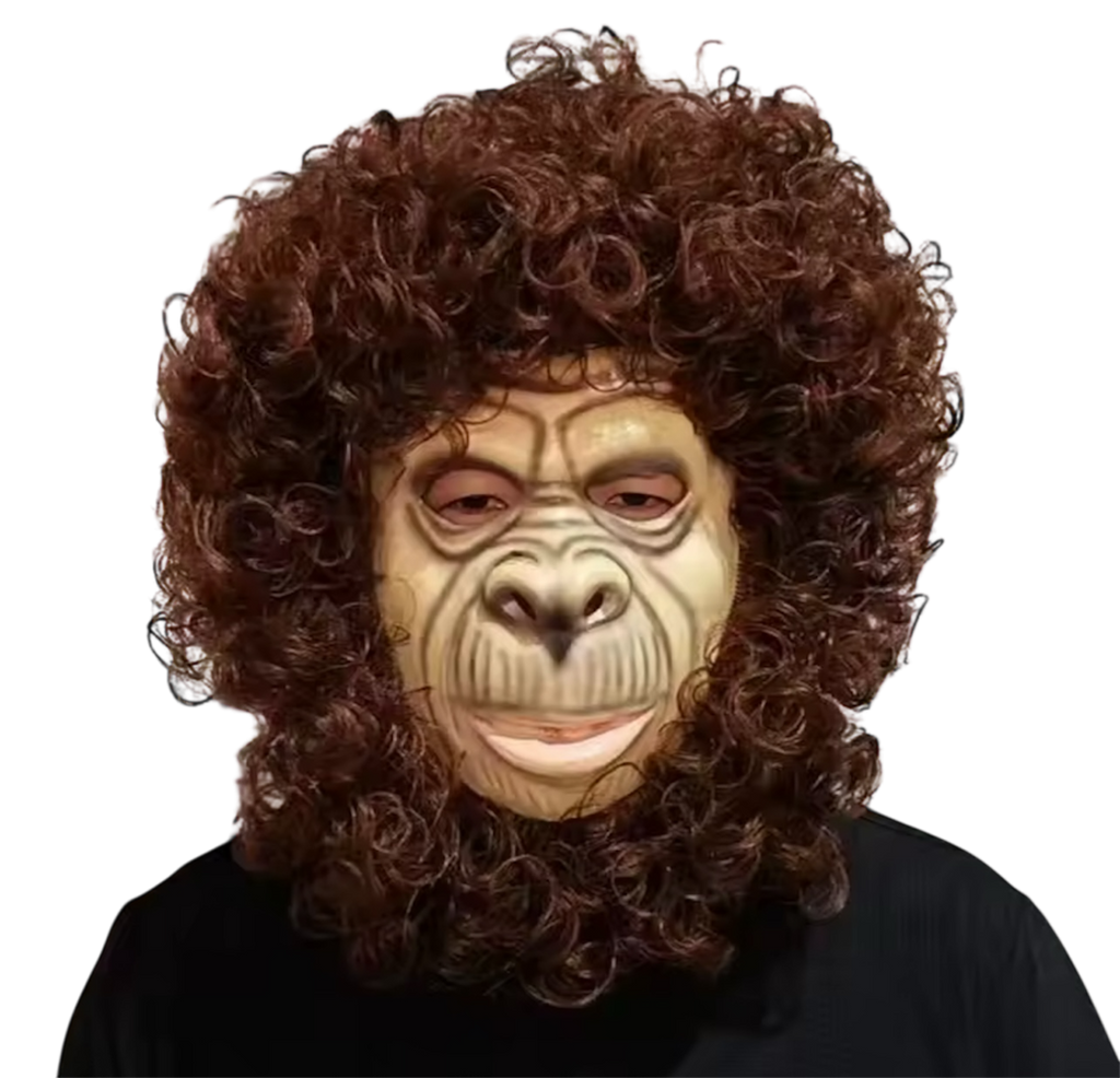 Curly Hair Chimp Monkey Face Head Mask