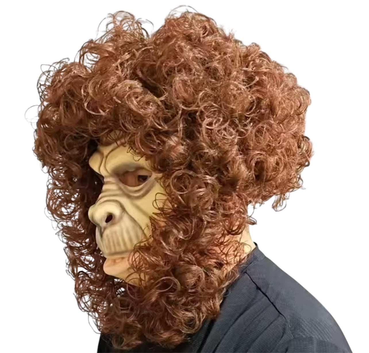 Curly Hair Chimp Monkey Face Head Mask