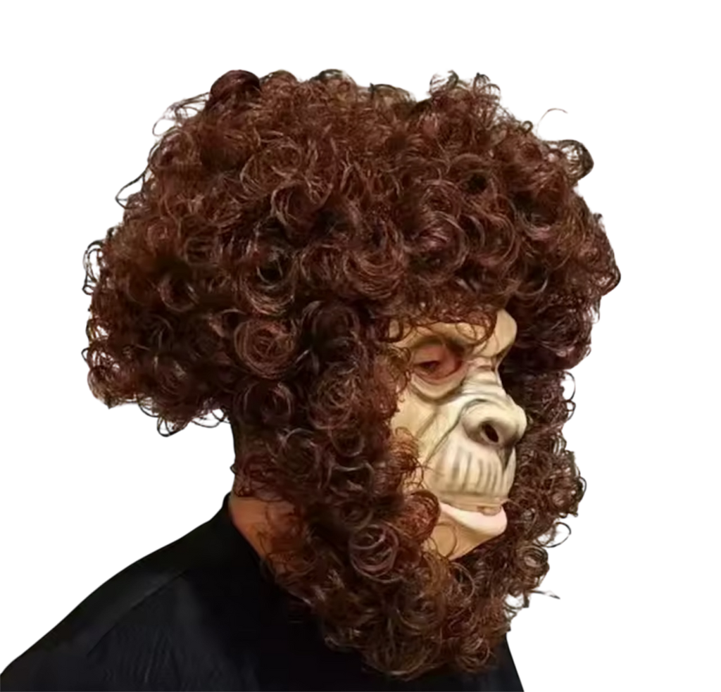 Curly Hair Chimp Monkey Face Head Mask