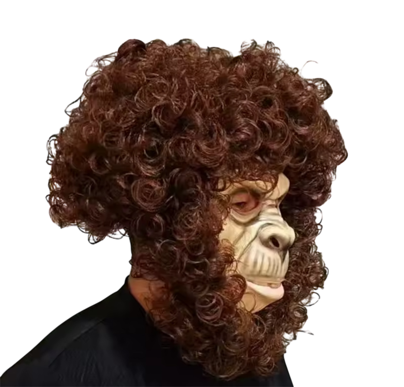 Curly Hair Chimp Monkey Face Head Mask